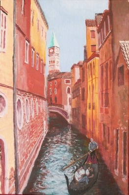 Venice Canal Italy Acrylic Painting Doug Hague Watercolours