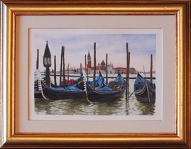 Venice Gondolas Italy Watercolour Painting Doug Hague Watercolours