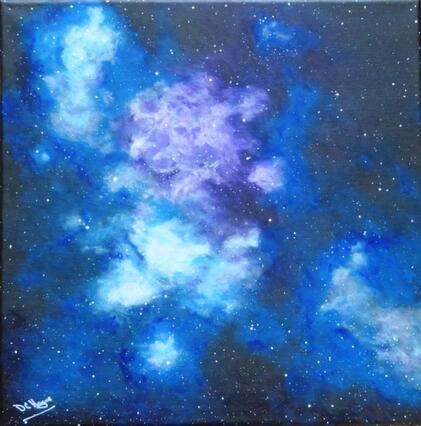 Doug Hague Watercolours Blue Nebula Acrylic on Canvas Galaxy Painting Space