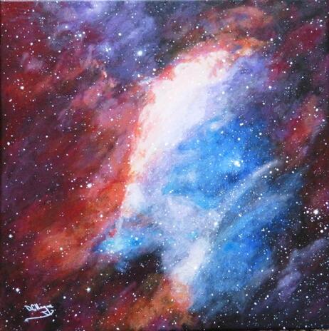 Doug Hague Watercolours Acrylic on Canvas Painting Nebula