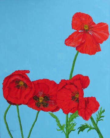 Poppies Acrylic on canvas Ashby Arts Festival Poppy Trail Remembrance Day Doug Hague Watercolours