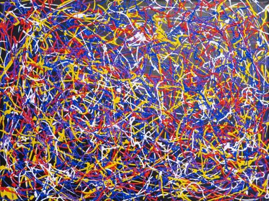 Doug Hague Watercolours Acrylic Painting Abstract No 1 after Jackson Pollock