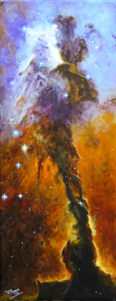 Doug Hague Watercolour acrylic on canvas Eagle Nebula Galaxy Space painting