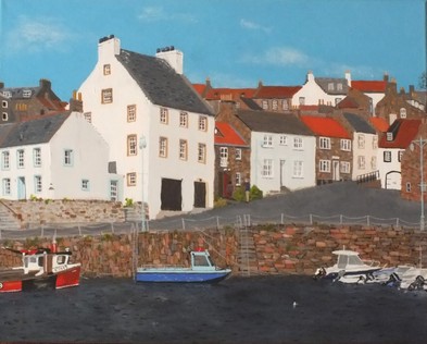 Crail Harbour East Neuk Fife Scotland Acrylic  Painting Doug Hague Watercolours